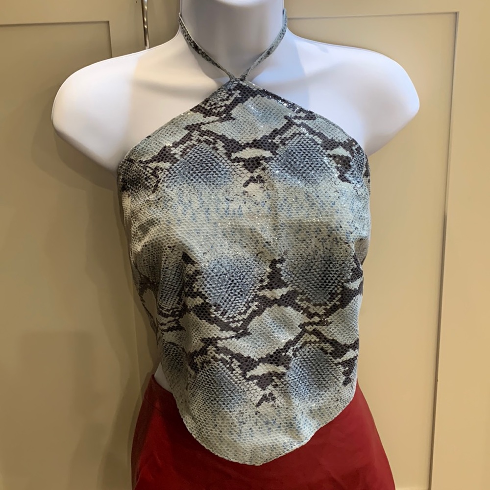 Oscar Leopold lace-up backless leather top - size L
